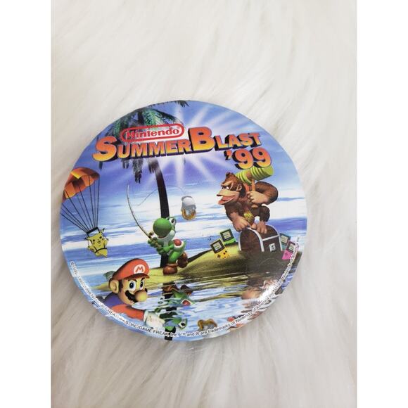 Vtg 1999 Nintendo Summer Blast 99 Pin Store Promo Button Donkey Kong Mario Yoshi - Picture 1 of 3